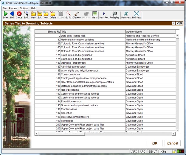 Browsing Subjects Table